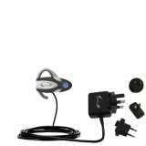 International Wall Charger w/ Tip Exchange for the Motorola Headset HS820 Rapid AC - Gomadic Brand