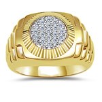 0.25 Cts Diamond Mens Rolex Ring in 14K Yellow Gold