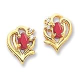 14k 5x3 Oval Ruby AA Diamond earring XE399R/AA