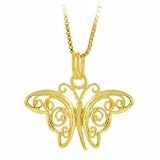Vermeil (24k Gold over Sterling Silver) Filigree Butterfly Pendant