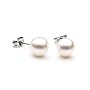 AAA Quality Round 6.5-7mm Akoya SaltWater cultured White Pearl Earrings with 18K White Gold Mount