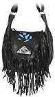 Women's Motorcycle Biker Rose Inlay Bag with Fringes AC2008 Blue