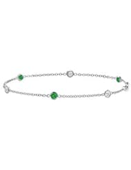 Emerald and Diamond Bracelet 14K White Gold - 0.75 CT TGW