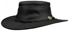 Large Black "Sundowner Roo" Kangaroo Leather Packable Outback Hat