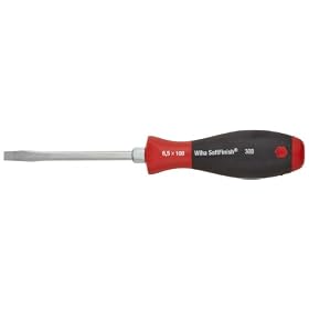 Wiha 30816 Slotted Screwdriver, Heavy Duty with SoftFinish Cushion Grip Handle, 6.5 x 100mm
