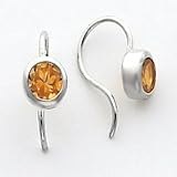 Sterling Silver Citrine Round Bezel Set Earrings