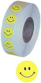Yellow Smiley Face Stickers 1/2 Inch Diameter Roll of 1000