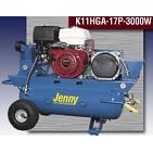 Jenny Compressor/Generator: Single Stage Gas Drive 3000 Watt Generator: Pump K, 11HP, Tank 17 Gal Jenny Compressor/Generator: Single Stage Gas Drive -3000 Watt Generator: Pump K, 11HP, Tank 17 Gal