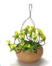 Dollhouse Miniature Artisan Hanging pot of Yellow Hypericum