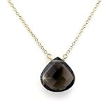 14K Gold Necklace with Smoky Quartz Pendant