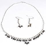 Necklace Earring Sets Sterling Silver & Smoky Quartz Gemstones (nklc017)