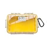 Pelican 1050 Yellow Micro Case with Solid Yellow Lid and Carabiner