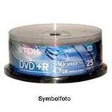 TDK 4.7Gb DVD+R 16X Cakebox Pack of 25 DVD+R47CB25