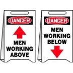 Reversible Fold-Ups, White, DANGER MEN WORKING ABOVE W/UP ARROW / DANGER MEN WORKING BELOW W/ DOWN ARROW