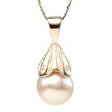 14k, Golden South Sea Pearl and Diamond Pendant with Chain