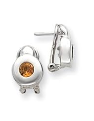 Sterling Silver Citrine Round Earrings QE2862"