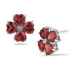 0.01 Ct Diamond & 4.89 Cts Garnet Heart Stud Earrings in 14K White Gold
