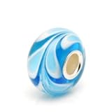 Sterling Silver Core Murano Glass Slide-on and Slide-off Glass Bead , 14 X 8mm. 5mm Hole so Fits Most Bracelets, Compatible with Pandora, Trollbeads Chamilia,silverado,biagi and Many More...