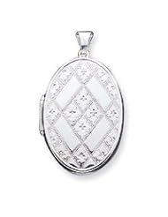 Sterling Silver Quilted Oval Locket