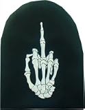 Outer Rebel Fashion Beanie- Black with Skeleton Hand