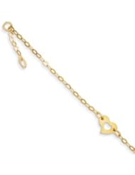Genuine IceCarats Designer Jewelry Gift 14K Polished Heart Anklet In 10.00 Inch