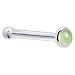 Jewelry : Solid 14KT White Gold 2mm Genuine Peridot Nose Bone - 18 Gauge