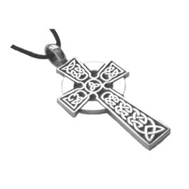 CELTIC IRISH CROSS Silver Tone PEWTER Pendant Necklace !