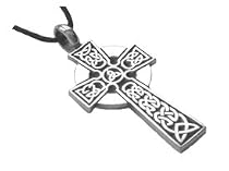 CELTIC IRISH CROSS Silver Tone PEWTER Pendant Necklace !