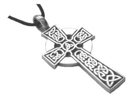CELTIC IRISH CROSS Silver Tone PEWTER Pendant Necklace !