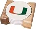 Universtity of Miami U Four 4 Absorbent Coaster Gift Set With Wooden Holder