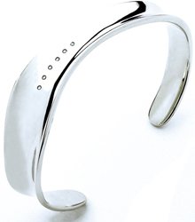 Graduated Convex Bangle with 6 Diamonds by Hot Diamonds Sterling Silver