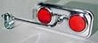 Chrome Rectangle Mirror Red Reflectors