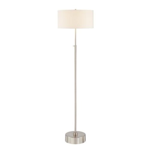 George Kovacs 1 Light Floor Lamp in Brushed Nickel with White Fabric Shade