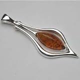 Amber Pendant Moveable Rim 925 Sterling Silver