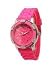 Women's Hot Pink Chronograph Silicone Rubber Jelly with CZ Crystal Rhinestones Face Bling Bezel