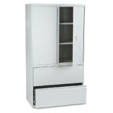 HON 800 Series 36 Wide Lateral File w/ Storage Cabinet, 19-1/4d x 67h, LGY