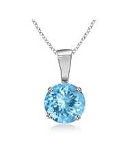 0.4 carats Round Aquamarine Solitaire Pendant