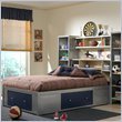 Hillsdale Universal Youth Wood Bookcase Storage Platform Bed 3 Piece Bedroom Set in Navy and Silver Review