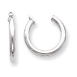 14k White Gold Polished Tube Hoop Earrings Jackets - JewelryWeb