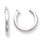 14k White Gold Polished Tube Hoop Earrings Jackets - JewelryWeb