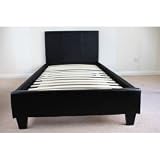 from Comfy Living 3ft Single Faux Leather Bed Frame in Black Prado