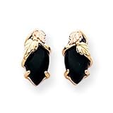 10k Black Hills Gold Onyx Earrings