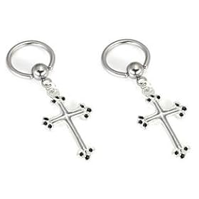 Cross Nipple Bar Body Jewelry Pair