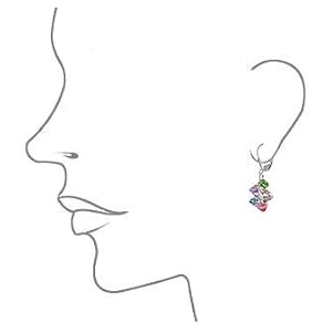 Multicolor Cluster Swarovski Crystal Sparkling Sterling Silver Leverback 1.5
