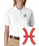 Embroidered Shirt - Women s Polo Shirt with 1 Pisces