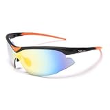 X Loop X63 Sunglasses Wrap Style UV400 Lens for Baseball, Softball, Cycling, Canoeing, Kayaking and All Active Sports (Black & Orange)