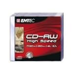 EMTEC 700 MB 4-10x CD-RW, EKOR80510JC Jewel Cases (5-Disc Spindle, Silver)