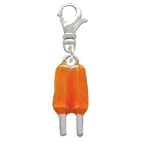 Orange 2-D Popsicle - Silver Plated Clip-on Charm [Jewelry]