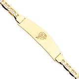 14K Miami Dolphins Large Polished Dolphin In Ring Id Anchor Bracelet