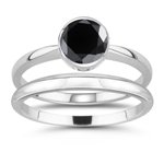 0.91-1.02 Cts Black Diamond Matching Ring Set
